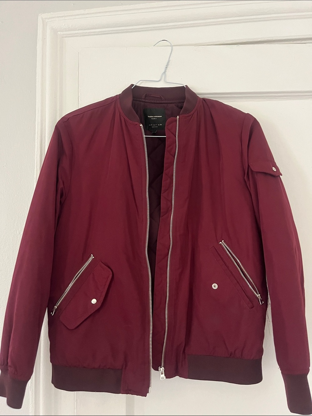 Zara Women's Burgundy Bomber Jacket
